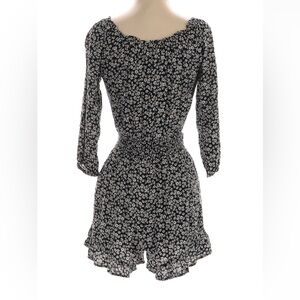 Hollister Black and White Floral Long Sleeve Romper